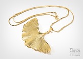 Gingko Leaf Gold Necklace with Gold Finish