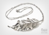 Autumn Olive Leaf Silver Necklace with Silver Finish