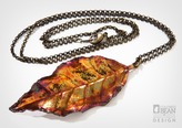 Autumn Olive Leaf Necklace with Iridescent Copper Finish from Alyxia Leaf