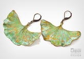 Gingko Leaf Earrings with Bronze Patina Finish from Alyxia Leaf