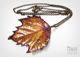London Planetree Leaf Necklace with Iridescent Copper Finish from Alyxia Leaf